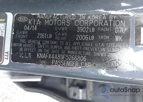 2015 Kia Forte Ex z USA, uszkodzony, nr VIN KNAFX4A89F5266806